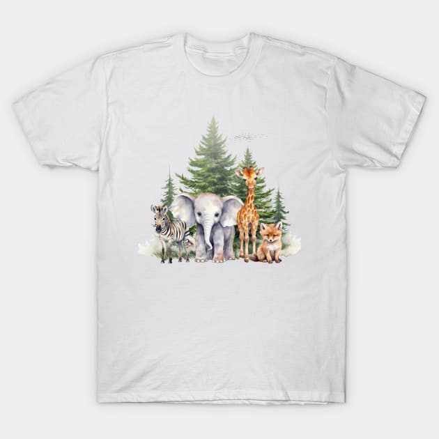 Woodland Baby Animals, Baby shower gift . T-Shirt by Alienated